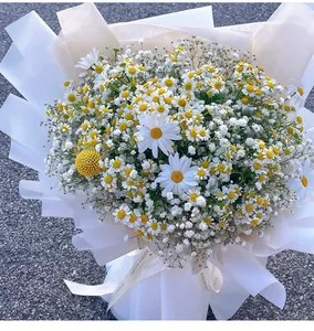 Detailansicht von weißem wasserfestem Blumenpapier im koreanischen Stil für einen Strauß