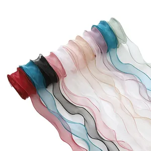 Assorted colorful sheer fish tail organza ribbons for gift boxes and flower bouquet wrapping