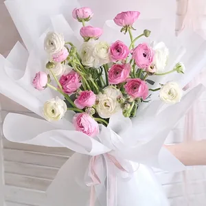 Papier d'emballage floral blanc translucide de style coréen pour bouquets professionnels