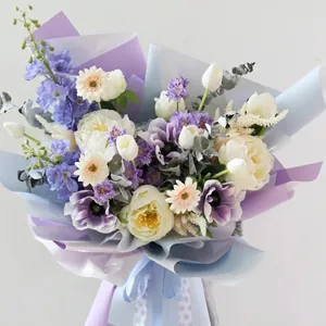 Papel de regalo holográfico arcoíris láser para ramos de flores impermeables