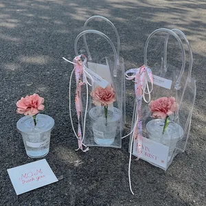Transparente PVC Blumenverpackung Beutel Wasserdicht Jelly Tote Bag Valentinstag Geschenktüte Verdickte OPP Blumenbox