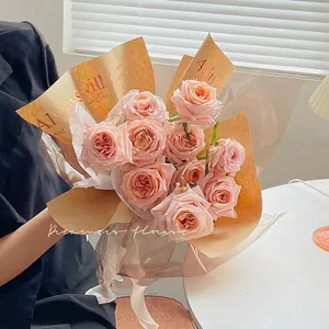 Hochwertiges goldgeprägtes Kraftpapier für elegante Blumenstraußverpackung im Korea-Stil