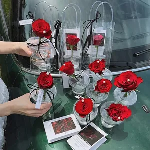 Transparente wasserdichte PVC-Blumentasche für Valentinstag-Blumenverpackungen