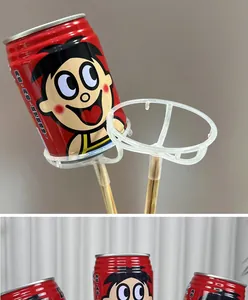 Support en plastique transparent pour bouquets de snacks, idéal pour fixer les canettes.
