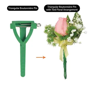 Triangular plastic corsage clips for wedding floral arrangements and flower boutonnieres