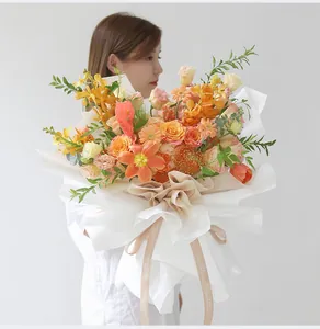 Professional detail of waterproof white Macaron color flower wrapping paper for bouquets