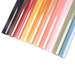 Rouleaux de film de gelée en cellophane transparent coloré pour emballages de fleurs