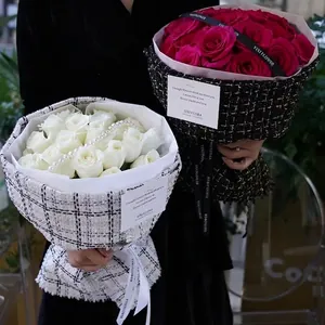 Tessuto tweed pied-de-poule premium per confezionare eleganti bouquet per la festa della mamma
