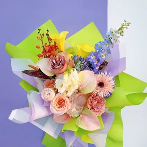 Colorful macaron waterproof flower wrapping paper for Korean style bouquets