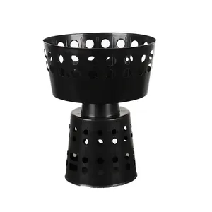 Black plastic floral bouquet sleeve inner liner with perforated design for shaping flowers.