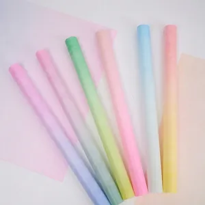 Multicolor gradient floral wrapping paper rolls in soft pastel cotton polyester