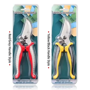 Professional garden pruning shears with curved blades and ergonomic non-slip handles