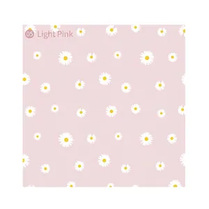 Waterproof floral wrapping paper with white daisy pattern on light pink background