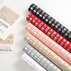 Iridescent Polka Dot Mesh Tulle Roll Flower Bouquet Wrapping Paper Iridescent Hot Stamping Design Flower Packaging Materials For Wedding Birthday Gift Decoration
