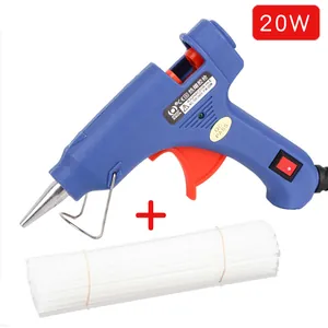 Professional 20W blue hot melt glue gun kit including high viscosity clear glue sticks