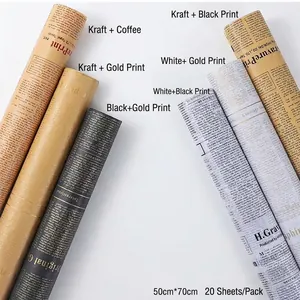 English newspaper print wax paper for flower bouquet and gift wrapping
