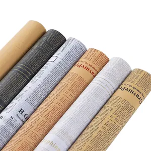 Vintage English newspaper style wax wrapping paper for flower bouquets and DIY gifts