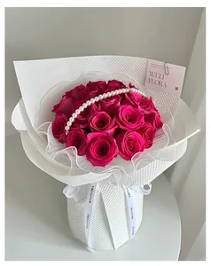 Papier de Paris blanc gaufré 3D haut de gamme pour emballage de bouquets de fleurs pro