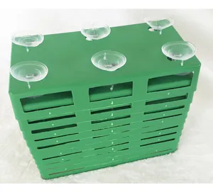 Detail view of green rectangular floral foam trays with six suction cups for car decoration