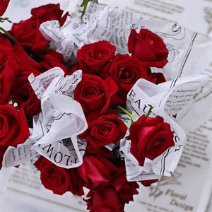 Papier de soie élégant avec imprimé anglais pour emballage de bouquets de fleurs et DIY floral.