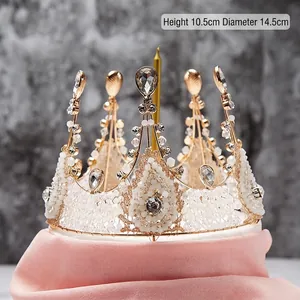 Bridal Wedding Tiara Crown For Women Luxury Alloy Rhinestone Artificial Pearl Birthday Princess Headpiece Hair Jewelry