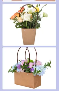 Detailed view of kraft paper flower bags in trapezoidal and rectangular shapes