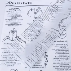 Papier de soie imprimé anglais moderne pour l'emballage de bouquets et le bricolage.