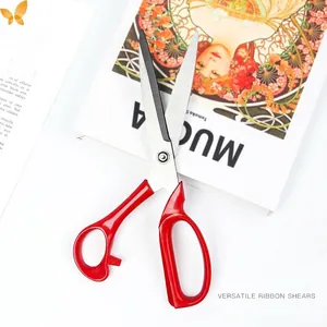 Tijeras multiusos con mango rojo para arte floral cinta y corte de papel