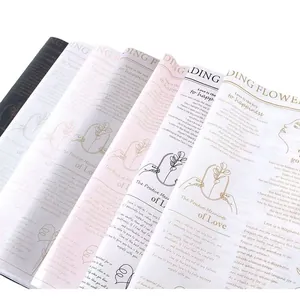 Papier de soie anglais moderne pour fleurs avec texte élégant et motifs floraux