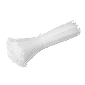 Heavy duty white self-locking nylon cable ties for secure cable management and bundling