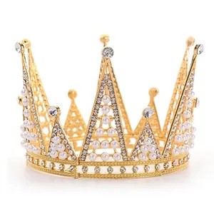 Elegant gold bridal tiara with pearls and crystals for birthday celebrations