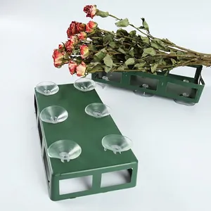 Wedding Car Floral Foam Tray With Suction Cup Plastic Floral Base For Flower Arrangement Fixing Wedding Party Decoration Dark Green