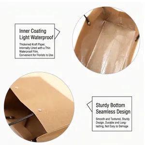 Durable waterproof kraft paper flower gift bag featuring protective lining and sturdy base