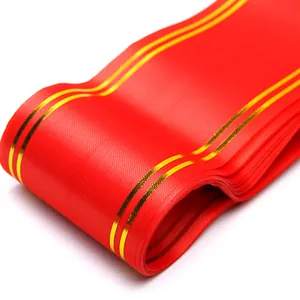 Vibrant red ribbon with gold borders for opening ceremonies and flower baskets decorations.