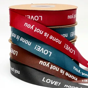 Multi-color textured grosgrain ribbon with LOVE print for floral gift and bouquet wrapping
