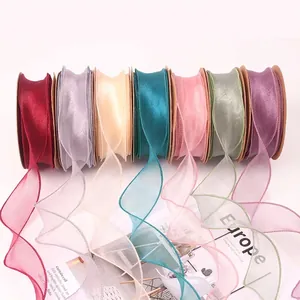 Korean style plain fishtail chiffon ribbons in various pastel colors for floral arrangements