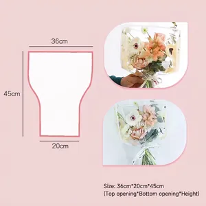 Professional transparent bouquet packaging bag with cute bear pattern for florists