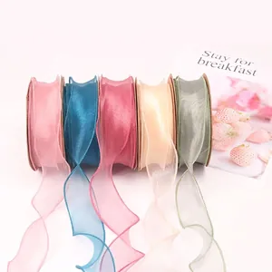 Assorted colors of Korean style fish tail organza ribbons for floral bouquets and bows