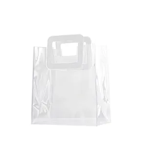 Borsa regalo in PVC trasparente con manici bianchi quadrati per confezioni di fiori