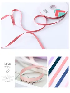 Detail view showing 1cm solid color satin ribbon texture and multiple color options