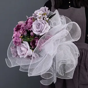 PP Hartnetz Blumenstrauß Verpackungsmaterial Kleines Gitter Floral Wrap Weiß Grau Schwarz Für Florist Hochzeit Party Geschenk DIY