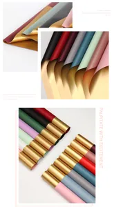 Various colors of waterproof flower wrapping paper with elegant metallic gold edges