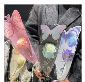 Einzelblumen-Verpackungsbeutel mit Schmetterlingskarte für DIY-Blumen