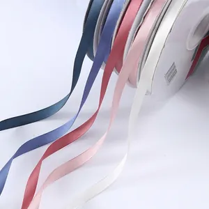 Polyester Satin Ribbon For Flower Bouquet Gift Wrapping DIY Baking Craft Decor Plain Silk Decorative Ribbon