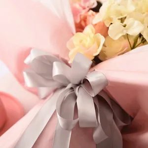 Ruban de satin de 2,5 cm de couleur unie pour bouquets de fleurs et emballages cadeaux