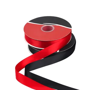 Rubans de satin rouge et noir de 2,5 cm pour l'emballage de fleurs et le bricolage DIY