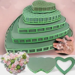 Heart Shape Floral Foam Suction Cup For Wedding Car Decoration Water Absorbent Flower Mud Base Tray Romantic Party Supplies Decor