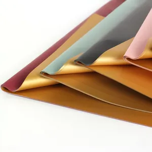 Multicolor waterproof flower wrapping paper with gold metallic rim for florist bouquets