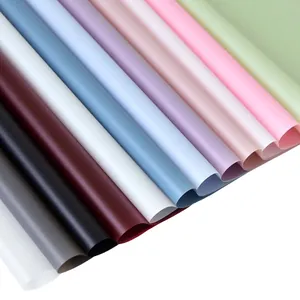 Waterproof translucent matte flower wrapping paper in various soft pastel colors.