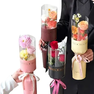Elegant single flower bouquet packaging sheets with clear film and ribbon details